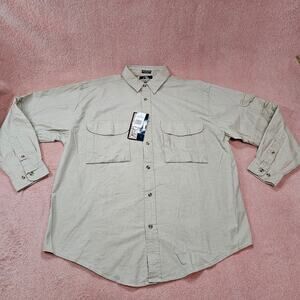 Timber Run Long Sleeve Button Down Utility Shirt Beige NWT